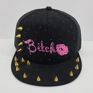 Black and Pink Studded Cap
